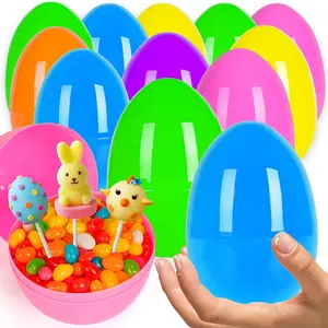 12 PCS 6" Jumbo Colorful Plastic Easter Eggs Fillable, Jumbo Large Empty Eggs for Kids, Easter Hunt Classroom Prizes Basket Stuffers Easter Party Favors