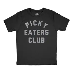 Youth Funny T Shirts Picky Eaters Club Sarcastic Food Graphic Novelty Tee for Kids Funny T Shirts Sarcastic Tops for Kid Funny Food Short Sleeve Novelty Tees for Kids Black -