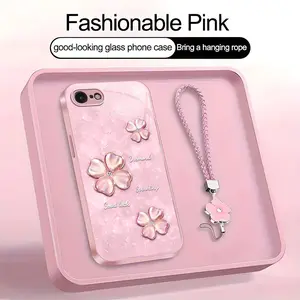 Suitable for [iPhone 7] high-end women's phone case🤩，a beautiful four-leaf clover lanyard is included🍀, simple high quality, high grade performance，a variety of colors are available for you to choose from YM99