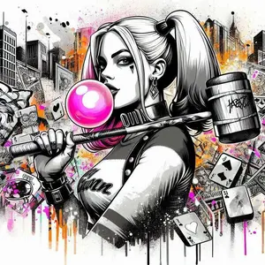 5D DIY Full Drill Round Diamond Painting - Diamond Art Kit Clown Girl, Bubble Gum Mosaic, Canvas - DIY Decor, Home Wall Art, Suitable for Halloween, Christmas, Birthday, and Anniversary Gifts