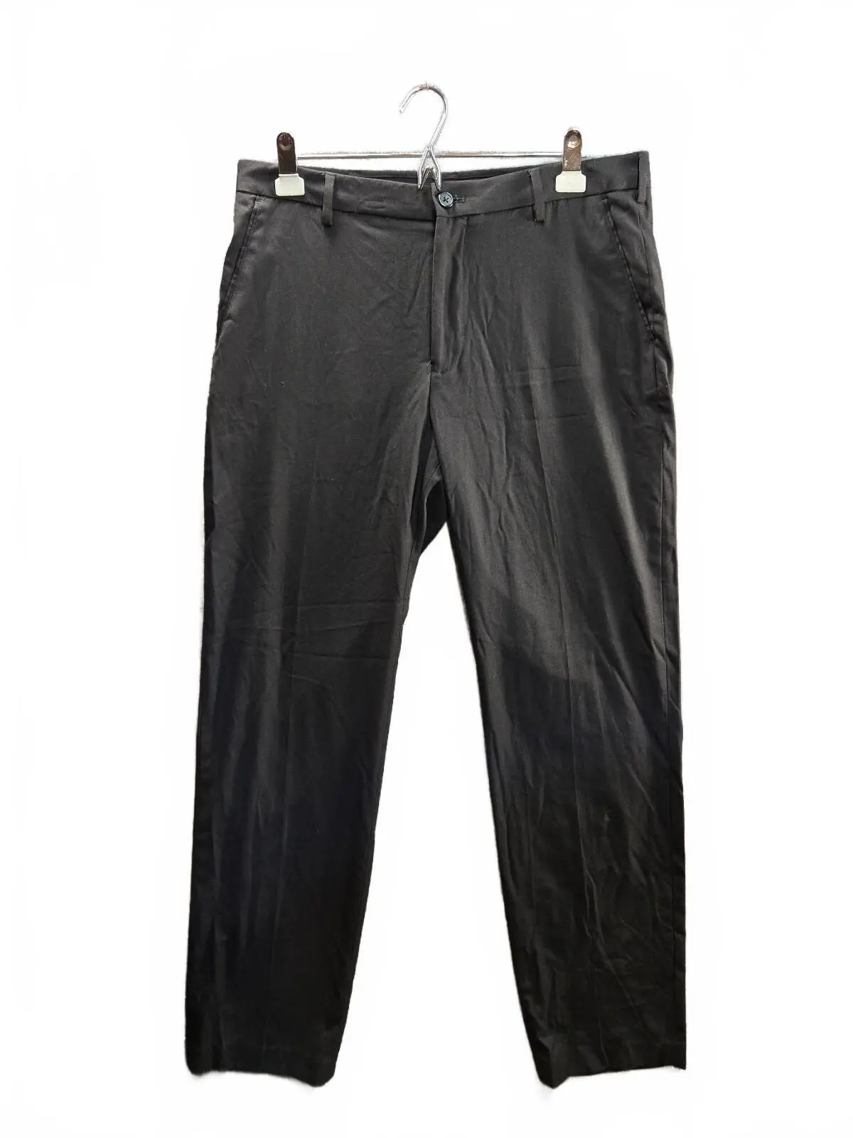Van Heusen Menswear Men's Black Straight Fit Stretch Formal Wear Dress Pants with Belt, Spandex Fabric, 34x32, Classic, Business Wear