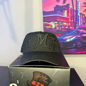 31 Mago Total Black Hat with Embroidered Logo and Rhinestones