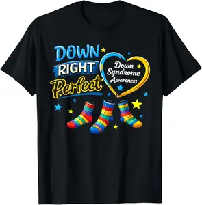 Down Right Perfect World Down Syndrome Awareness Men Women Casual Short Sleeve Cotton T-Shirt