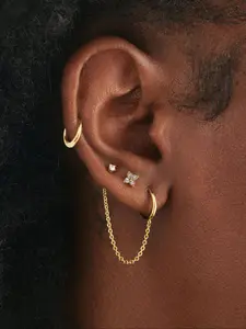 Women's Fashion Earrings Set, Simple Versatile Copper Inlaid Artificial Stone Four-Leaf Clover Studs, Daily Wear Jewelry Gift