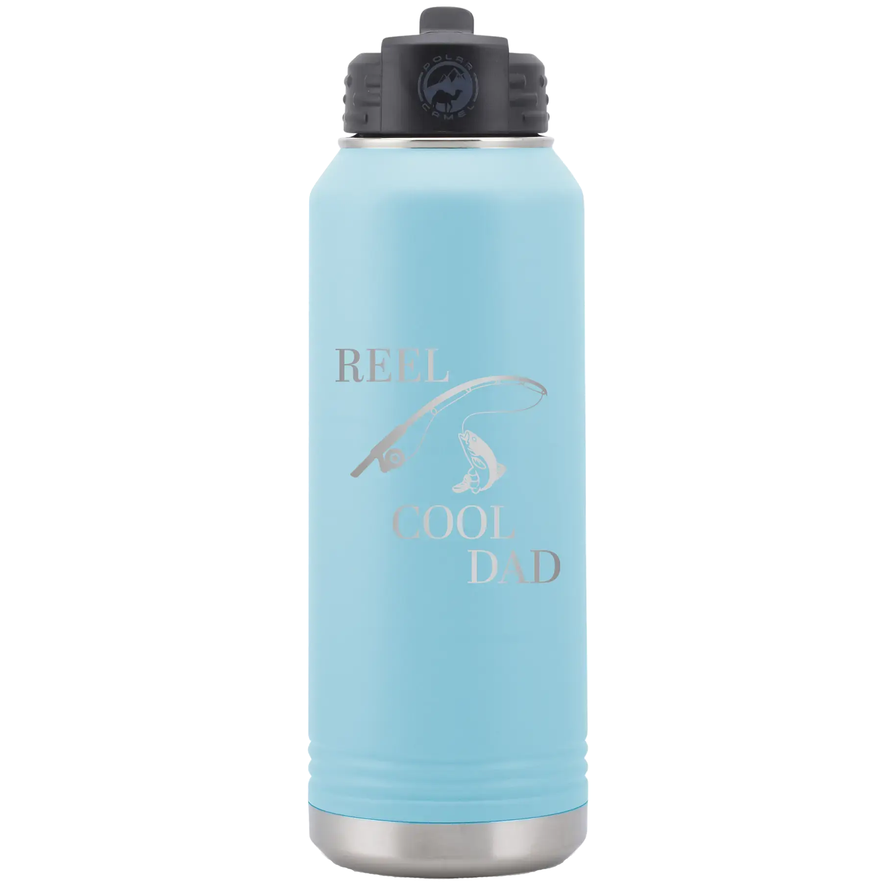 Personalized Reel Cool Dad 32 oz Water Bottle - Light Blue