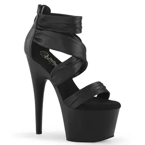 Pleaser Adore-720 Women's Stylish Black Faux Leather Strappy Platform High Heels - Classy Elegant Footwear, Platform Heels