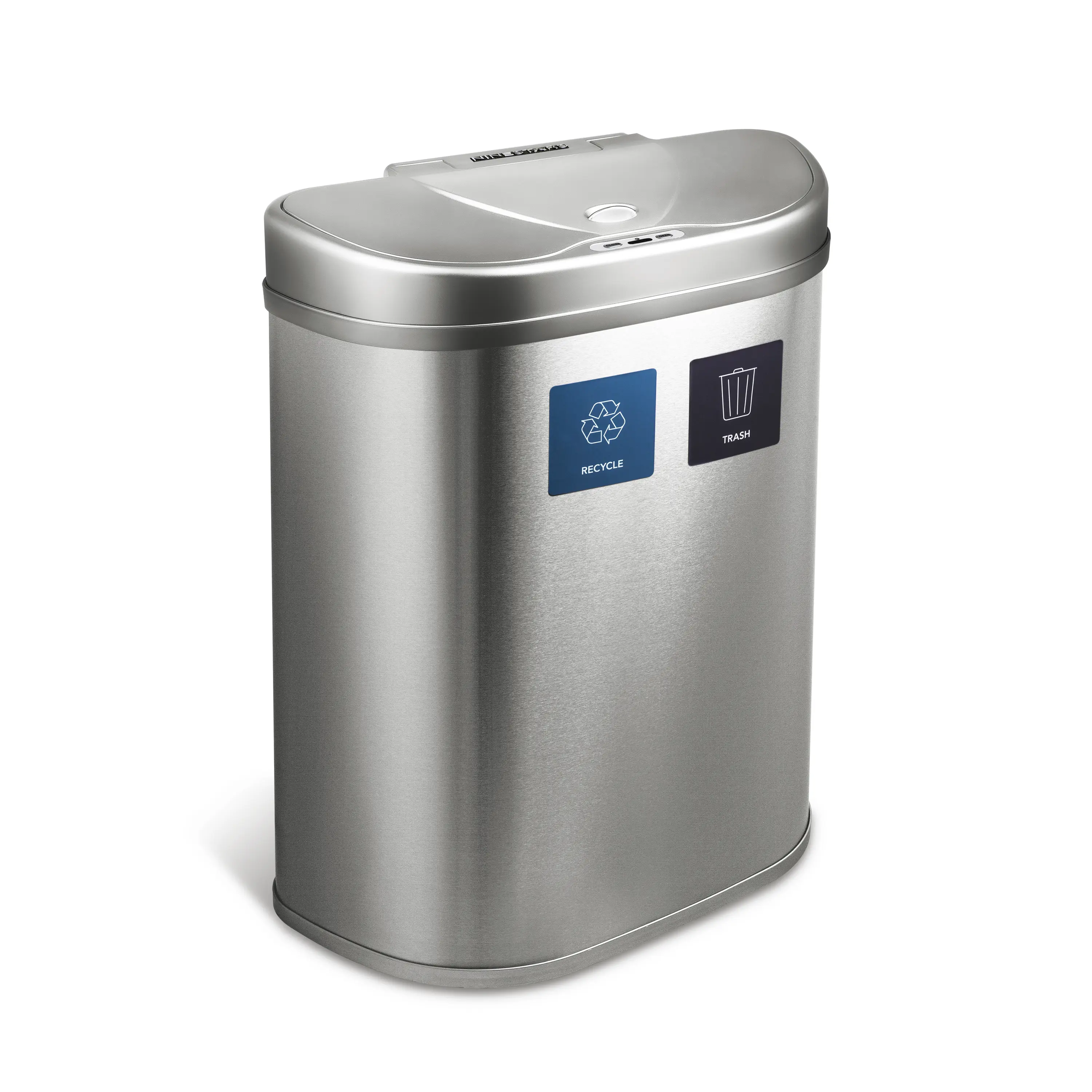 18.5 Gallon Sliver Lid Dual Recycle Bins