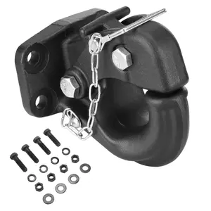 VEVOR Pintle Hook, TikTokShopBlackFriday, 30000 lbs Towing Capacity, Trailer Hitches Receiver Hook Fits for 2.5-inch to 3-inch Lunette Ring with Mounting Kit, Black Powder Coat, Wear-resistant, Suitable for Various Vehicles