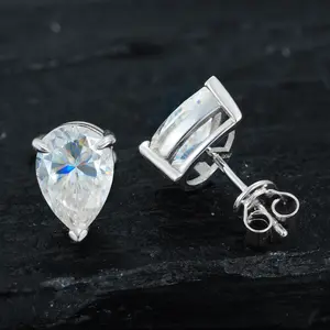 【#E549】Drop shape Oval Moissanite Round Stud Earrings For Women Men Fashion Jewelry