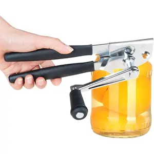 Manual Can Opener,Commercial Heavy Duty Can Openers with Easy-Turn Crank, Long Rubber Handle for Seniors