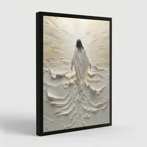 Jesus Walking on Water Canvas Painting Poster – Spiritual Wall Decor, Divine Light Modern Canvas Art, Ready to Hang Artwork, Christian Gift