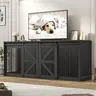 Farmhouse Dog Crate TV Stand - Sturdy MDF + Iron Enclosure with Double Barn Doors, 4 Metal Locks, Slide-Open Mesh, Chew-Resistant Pet Furniture, Solid Tube, Middle Divider, Calm Cohab, Labeled Parts for Quick Assembly (Large Breeds, Home Decor),familyfun