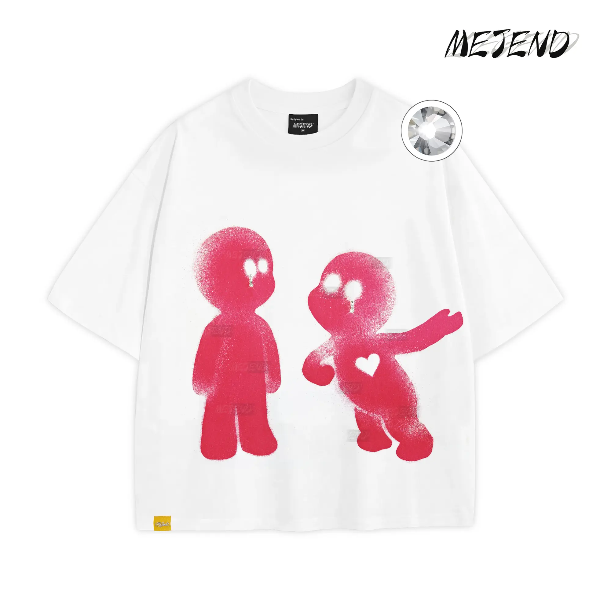 8oz Premium Double-Face Cotton, Ultra Soft and Skin-Friendly, Breathable and Comfortable, Couples Graphic Tee with Rhinestone Accents Tshirt Tops