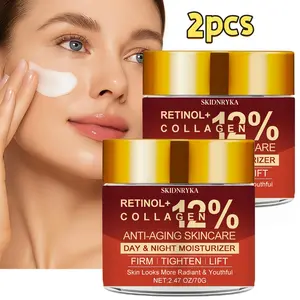 2 pcs day/night fast-acting lifting firming face cream, a firming cream rich in retinol, collagen, hyaluronic acid, and vitamin E, suitable for all skin types, brightens skin tone, gentle and non-irritating, everyday skincare product