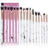 Eye Makeup Brushes 16Pcs Eyeshadow brushes Eyebrow Eyeliner Blending Brush Premium Synthetic & Marble Handle Brushes sets with Pink Cosmetic Bag