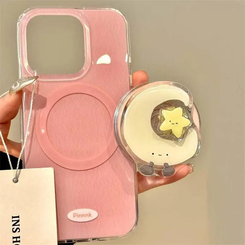 Magnetic Phone Case with Rotating Star Moon Magnetic Bracket, Cute Phone Protective Cover, Phone Accessories Compatible with iPhone Casing, Phone Protector, Magnetic Cellphone Cover