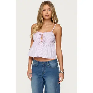 Avenly Striped Tie Front Babydoll Top