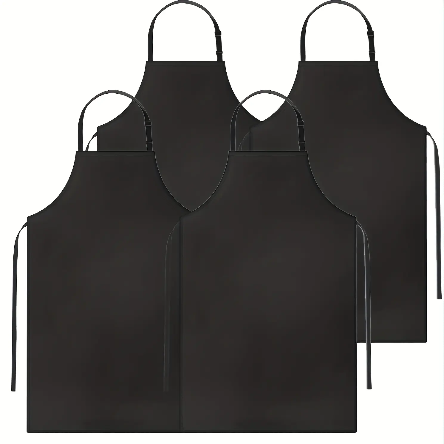 4 Pack Waterproof Rubber Vinyl Apron Adjustable Dishwasher Apron - Apron For Women Men Heavy Duty Work Apron For Dishwashing Chemical Lab Butcher Grooming Black