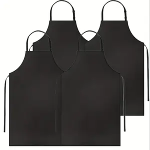 4 Pack Waterproof Rubber Vinyl Apron Adjustable Dishwasher Apron - Apron For Women Men Heavy Duty Work Apron For Dishwashing Chemical Lab Butcher Grooming Black