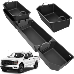 Underseat Storage Compatible with Ford F150(2015-2025)& F-250/350/450/550 Super Duty(2017-2025) SuperCrew/Crew Cab, Upgraded Rear Under Seat Organizer Cargo Box for F-150
