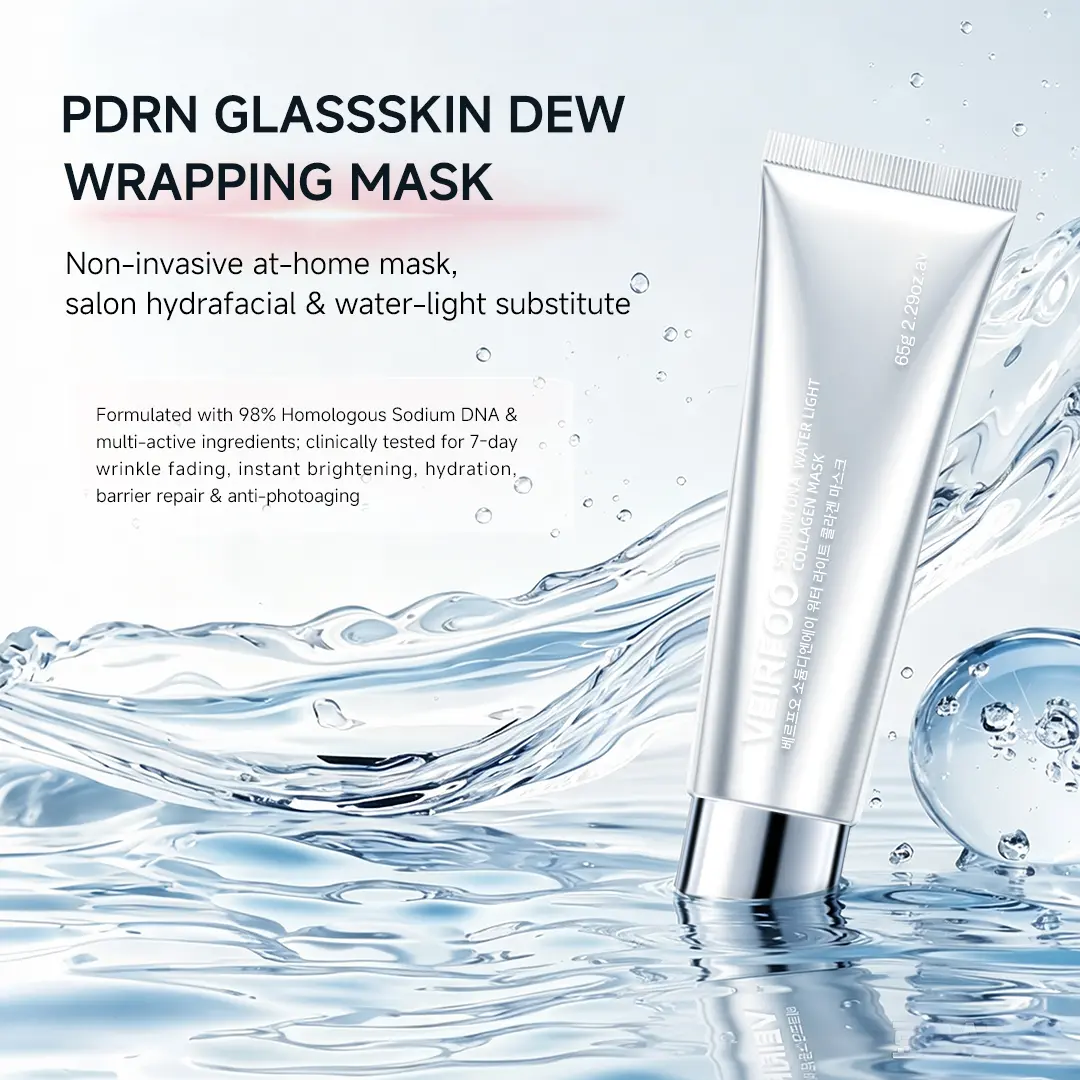 Korean Brands VEIRFOO Sodium DNA Water Light Collagen Mask 65g - Skin Tightening and Sculpting Product for Fine Lines & Sagging Skin - Korean Glass Skin in 14 Days