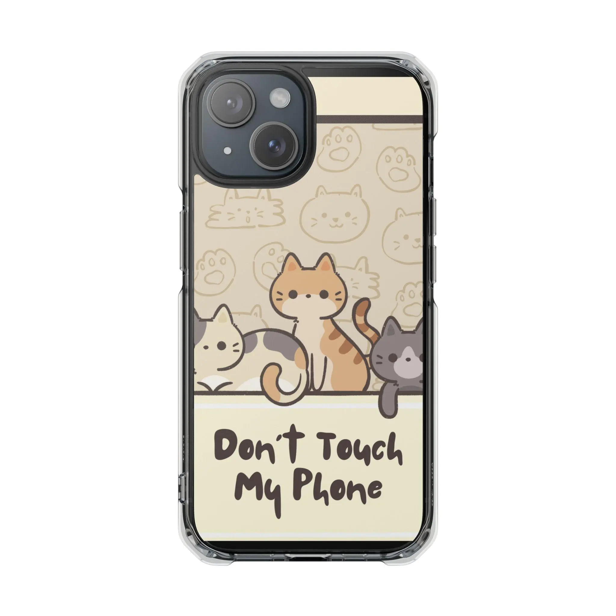 Cute Cat Phone Case, Kittens Design, Don't Touch My Phone, Clear Impact Case, Pet Lover Gift, Cat Themed Accessory, Phone Protection
