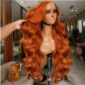 Ginger Orange Transparent HD Lace Front Wig Human Hair Body Wave Glueless Pre Plucked 180% Density 30 Inch