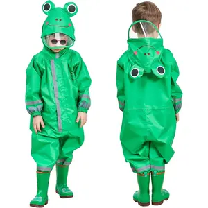 P-CPA01    Toddler Rain Suit, Kids Muddy Play Buddies One Piece Hoodie Rain Jacket Coat Poncho Gear Coverall Baby Girl Boy