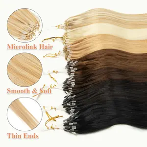 Micro Loop Real Machine Remy Human Hair Extensions 30g/pack Natural Straight Easy to Wear at Home Application for Women 50 Strands 12inch-20inch