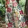 Women's Floral Print Casual Loose Long Elastic Wide Leg Pants, Comfortable Breathable Fabric, Ideal for Vacation, Home, Daily Wear, Suitable for Spring Summer Fall