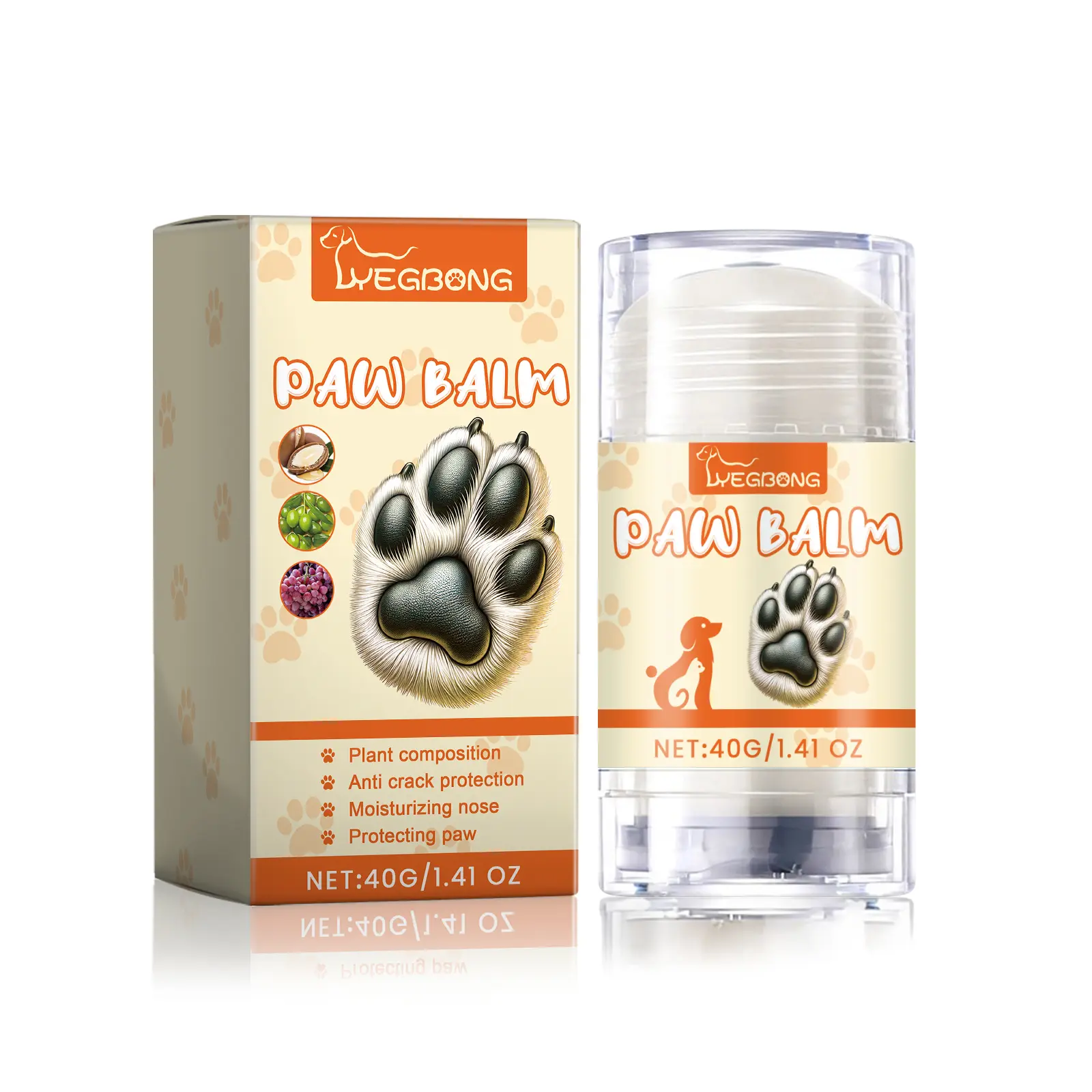 Yegbong Pet Moisturising Paw Balm Stick – Moisturising and nourishing care to prevent cracking and soften paw pads
