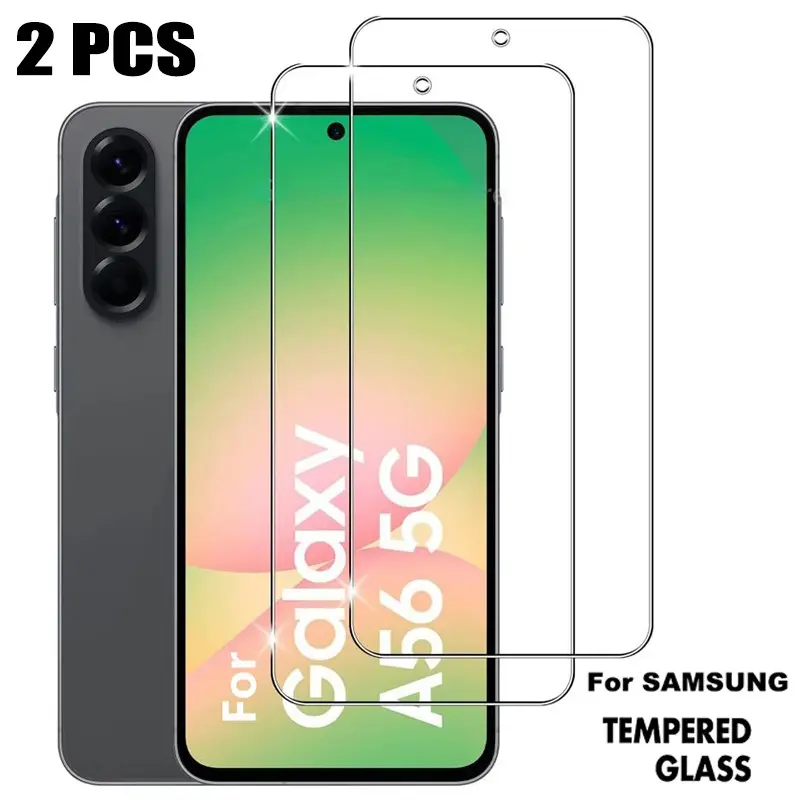 2 Pcs HD Tempered Glass Protective Screen Protectors Suitable for Samsung Galaxy S25 FE A14 A15 A16 A17 A24 A25 A26 A27 A34 A35 A36 A37 A51 A52 A52s A53 A54 Anti-scratch Shockproof 9H Hardness Easy Install Smartphone Screen Film Protection Accessories