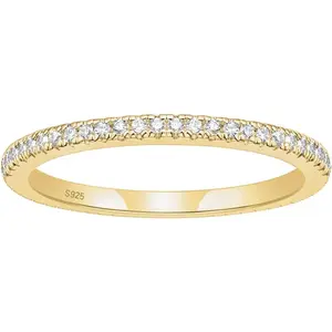 2mm  Wedding Band Cubic Zirconia Half Eternity Stackable Engment Ring Size 3-13