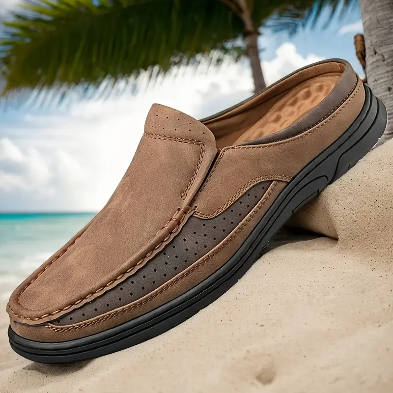 Men's New Comfortable Closed-Toe Slippers - Raised Thick Sole, Slip On Mules, Outdoor Fashionable Casual Shoes, Suitable for Driving and Hiking summervibes