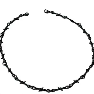 Snatched & Edgy: Black Barbed Wire Fence Choker | Unisex Punk Style Neck Chain | 16 Inch Adjustable Statement Jewelry for Night Out