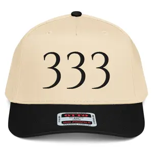 RIVEMUG NX1 Angel Number 333 Embroidered 2 Tone Hat Mid Crown Curved Bill Snapback Cap for Men and Women