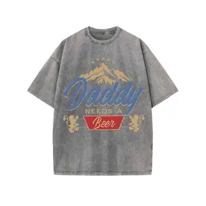 Dad Needs A Beer! This Retro Street Style T-Shirt Is A Classic Retro Fashion Casual Mountain Lion Popular Letter Pattern Print, Made Of 230g Washed Cotton. It's A Versatile Retro Street Style