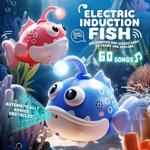 Light-emitting sensing lantern fish toy - 60 children's songs with LED lights and wheels - Sensing and avoiding obstacles - Suitable as a birthday gift for children, boys and girls - Comes with batteries