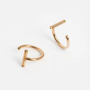 Adorn512 Bar Hoop Earrings | 14K Gold Filled Handmade Minimalist Huggie Earrings | Women's Everyday Fashion Accessory