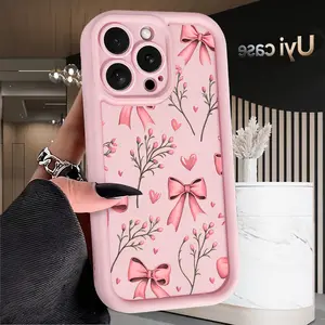 Pink Bow Case for iPhone 17 Air 16 Pro Max 15 14 13 12 11 X XS Plus Rugged Durable Shockproof Anti-Scratch Soft Silicone Full Body Protection Case