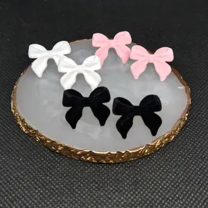 #500 White, Pink or Black Flocked Bow Stud Earrings- Casual Everyday Earrings