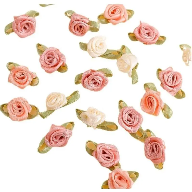 100 count 15mm Multicoloured Mini Rose  Satin Ribbon Bows Appliques DIY Sewing Craft Accessories Wedding Bride  Decoration, Fabric Ribbons, Ribbons