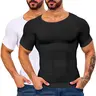 CATTIBOR Menswear 1/2/3/4 Pack Men's Shaping Round Neck Short Sleeve Shirts, Fitness Exercise GYM Body Shaper Tanks Tops, Back to School Outfits