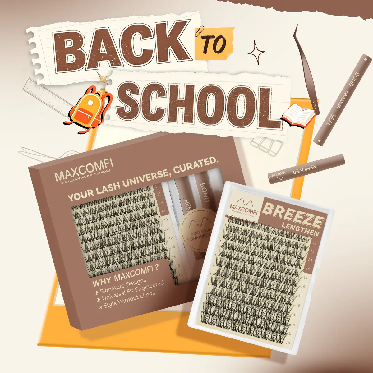 Maxcomfi Lengthen Breeze False Eyelashes -Dd curl , Spider Lashes , Kim K Lashes , Maddy lashes, Summerlashes,back to school