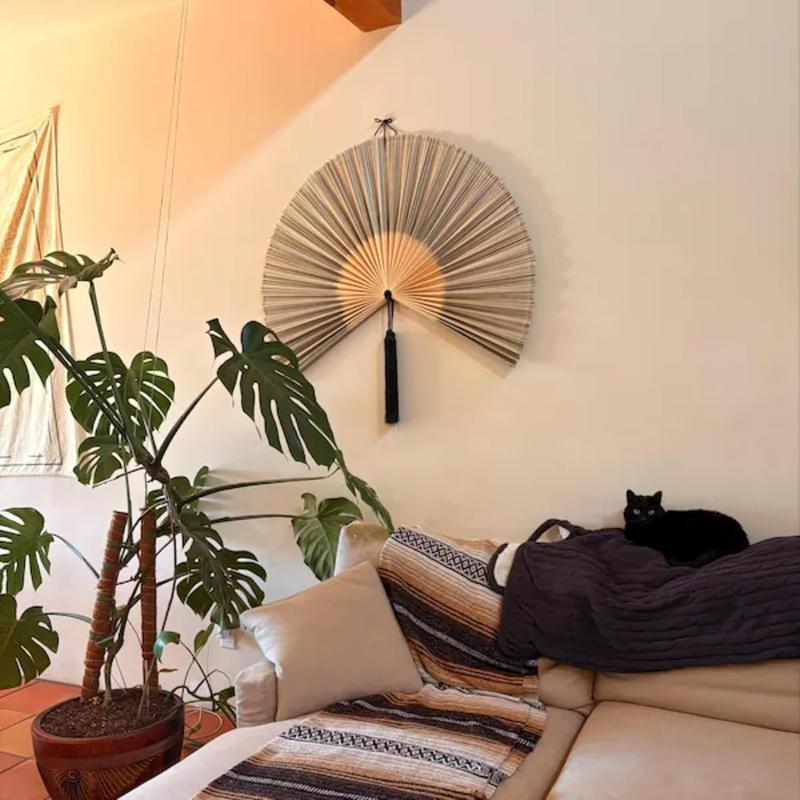 Fan Wall Decor,  Giant Fan, Large  Fan Wall Art For Boho Hanging Headboard, Decorative Folding Fans For Over Bed, Asia Trending