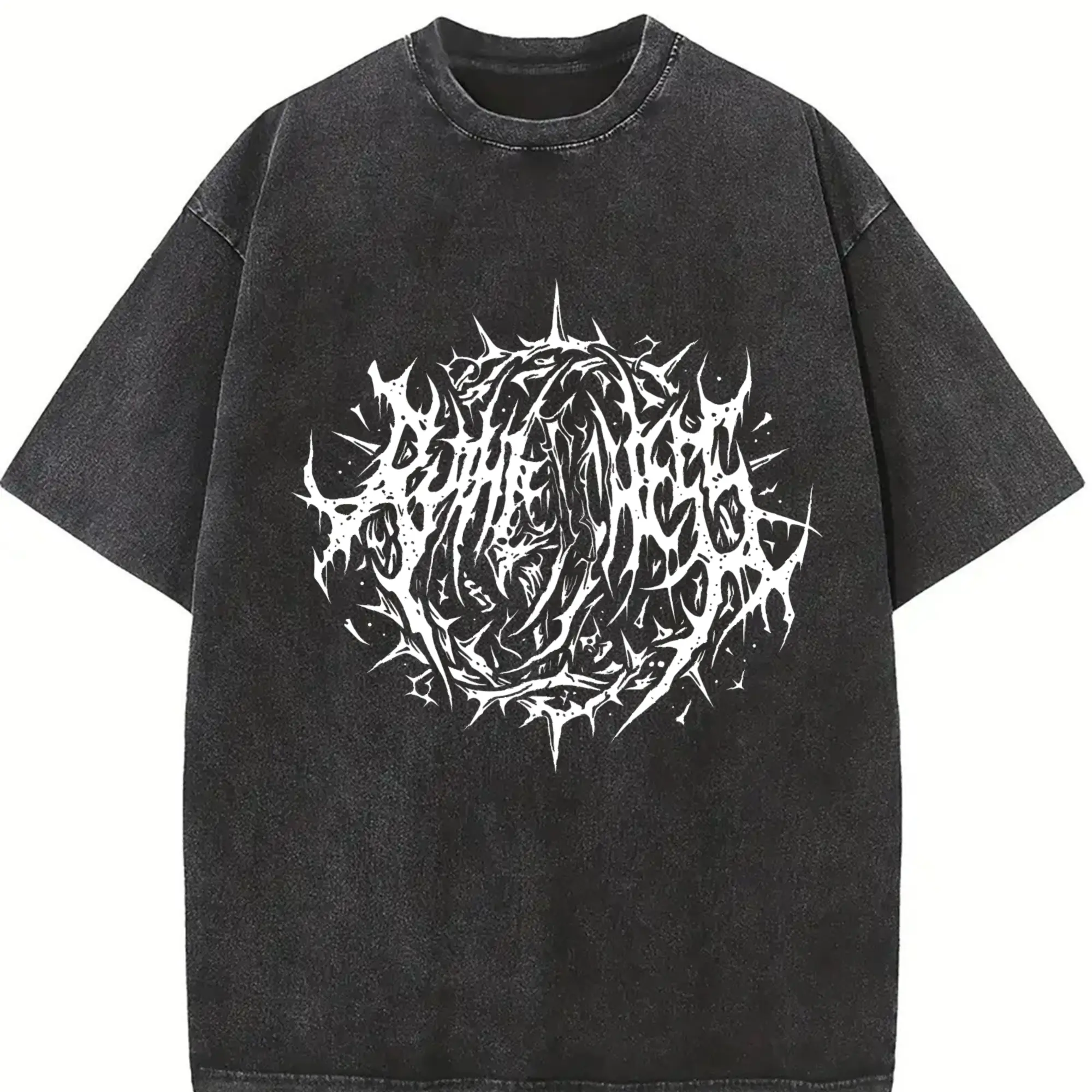 Distressed Acid Washed Death Metal Skull Graphic Tee Vintage Y2K Heavyweight 230G Cotton Boxy Fit Oversized Unisex Streetwear Aesthetic Summer Vibes Gift for Him or Her Washed T Shirt 230gsm