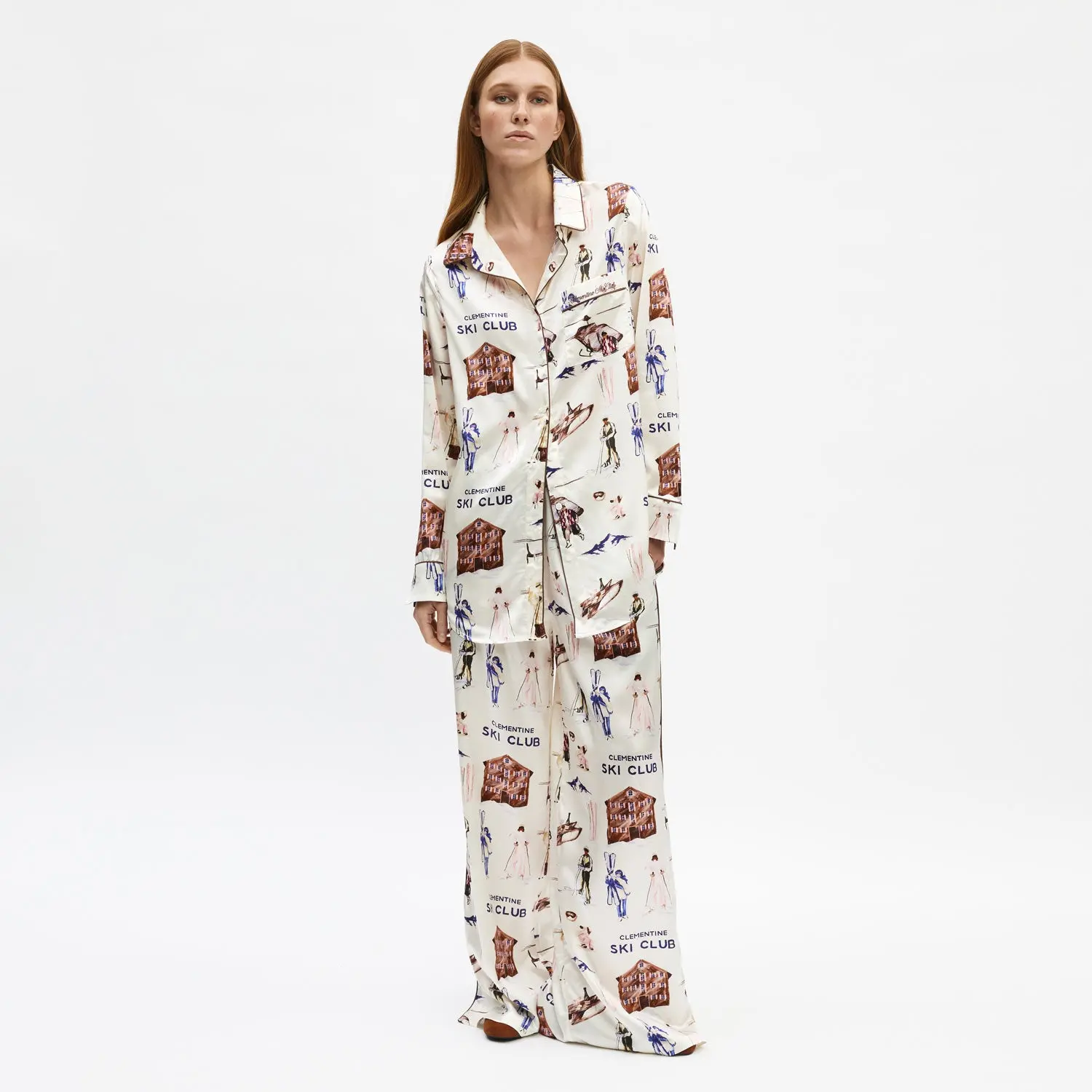 Ski Club Silk Long Pajama Set
