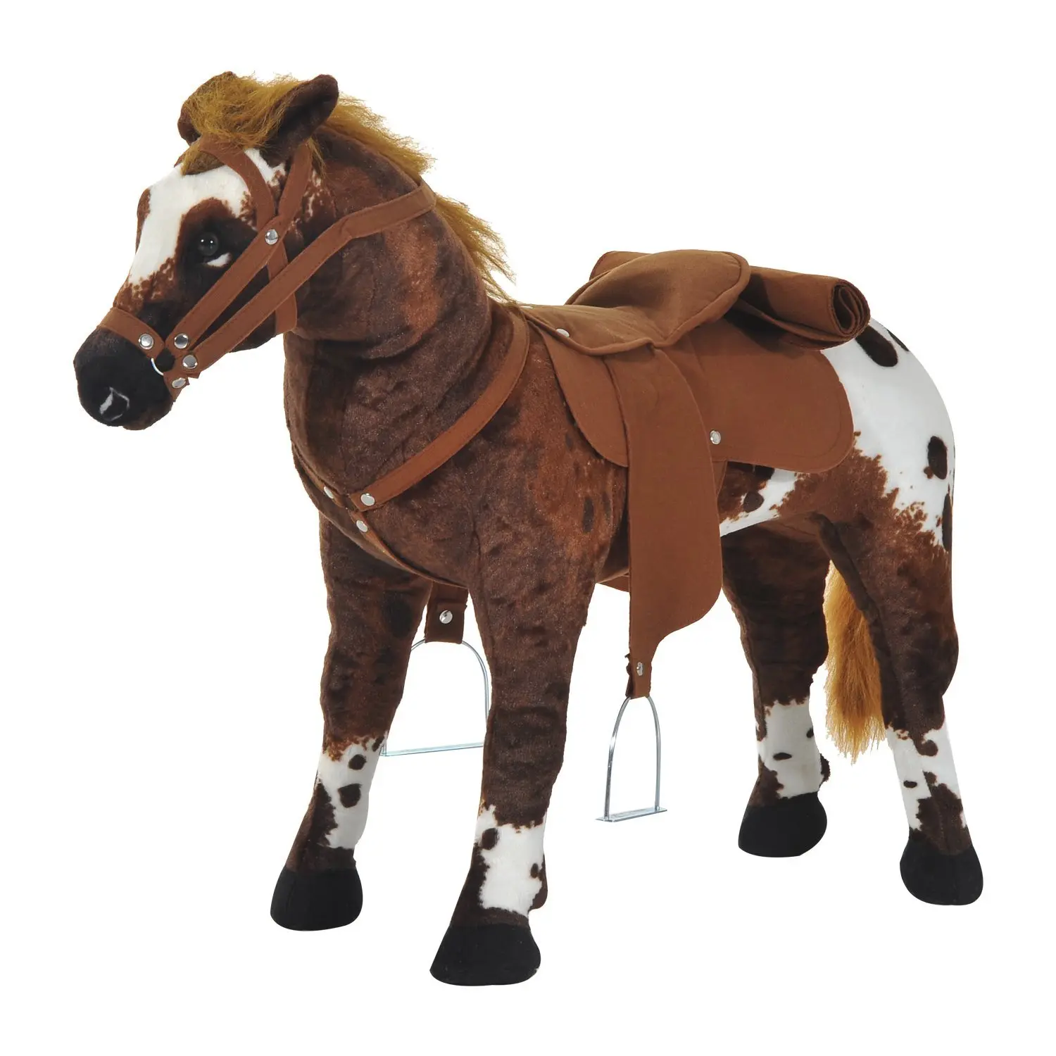 Toddler Rocking Horse (3-5 Years) - Brown Stuffed Animal Ride-On Toy with Neighing & Galloping Sounds, Padded Soft Feel, Nursery Rocking Chair Furniture