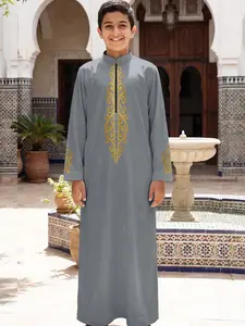 Moroccan Style Boy Long Robe, Breathable Comfort, Pattern,dishdasha, Perfect for Casual Wear