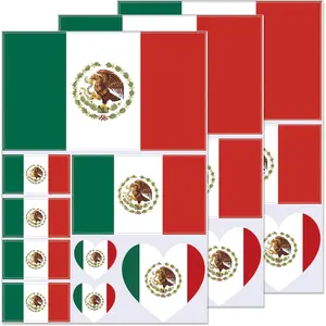 Mexican Flag Sticker  Decal Window Bumper Sticker, 3 Sheets Multiple Sizes  Sticker(11.7x8.3 Inches)(Mexico)